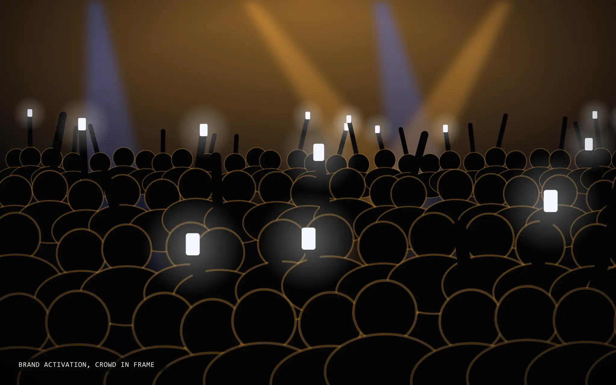 Brand activation, crowd in frame at Artist name, Venue name