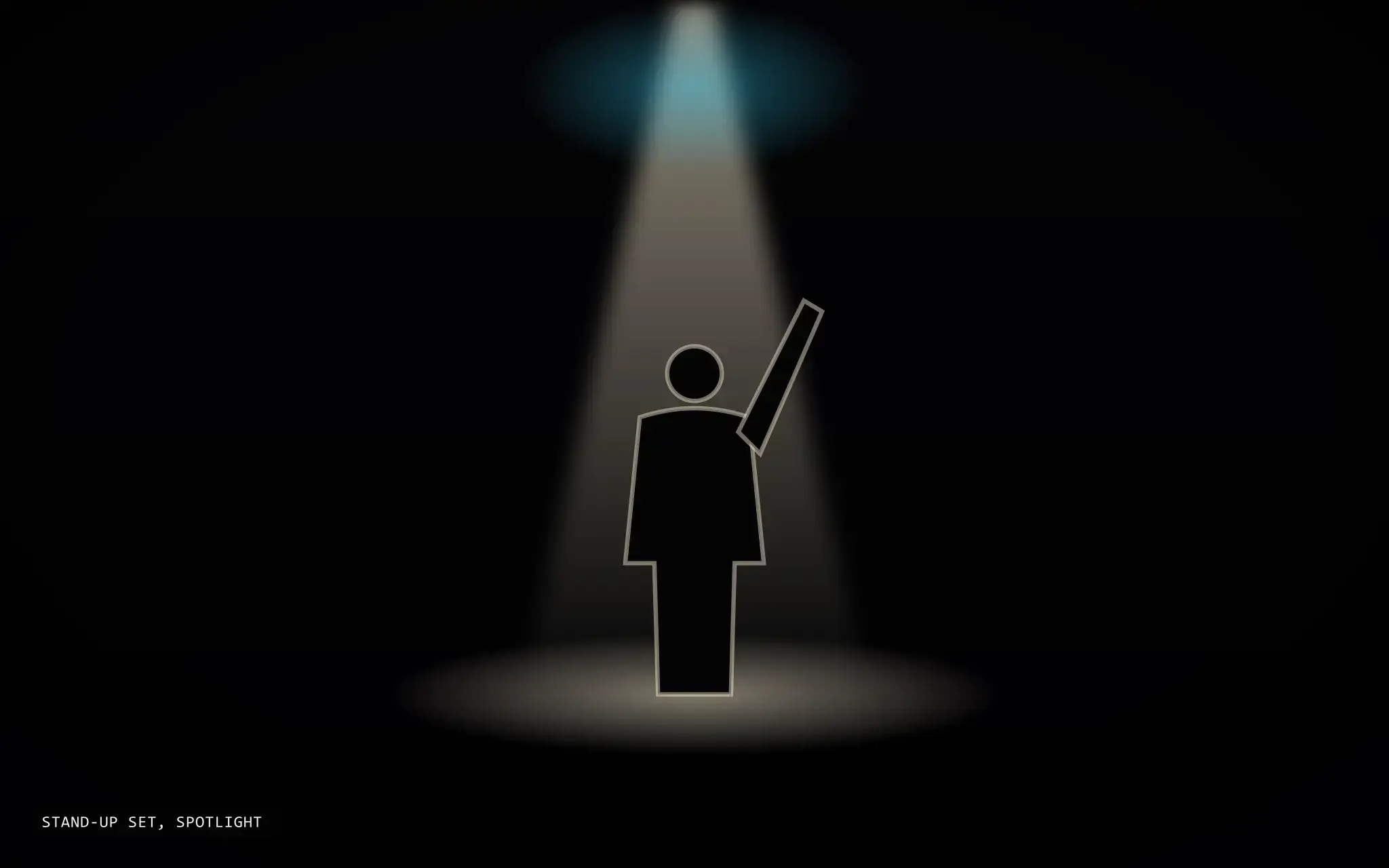 Stand-up set, spotlight at Artist name, Venue name