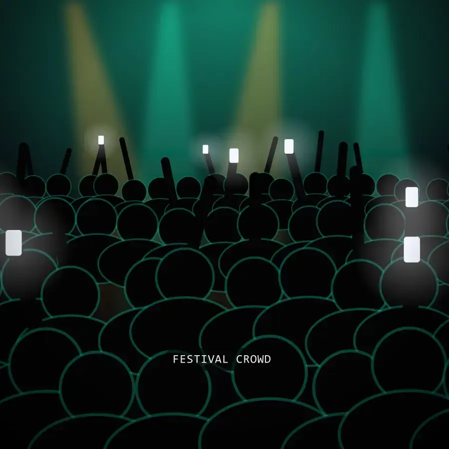 Festival crowd at Artist name, Venue name